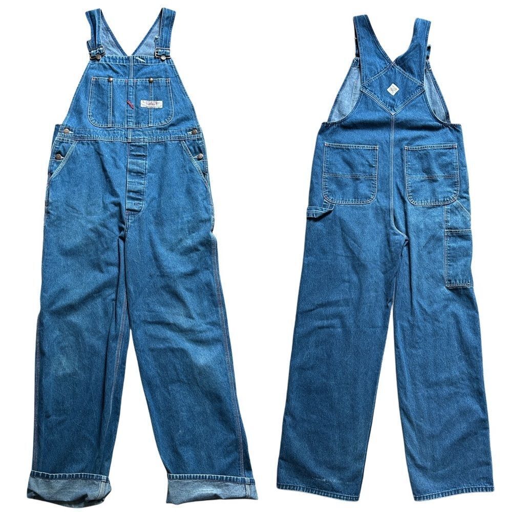 Big Mac Workwear Mens Vintage 1970s Medium Wash Blue Denim Overalls 46x33